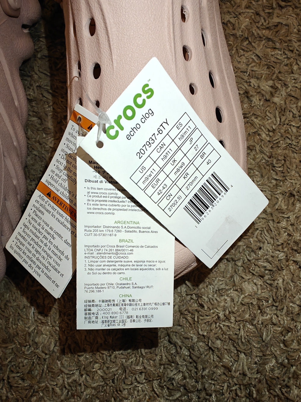 Crocs Adult Classic Clog Sandals in Blush Pink Size M9/W11 - Picture 5 of 6